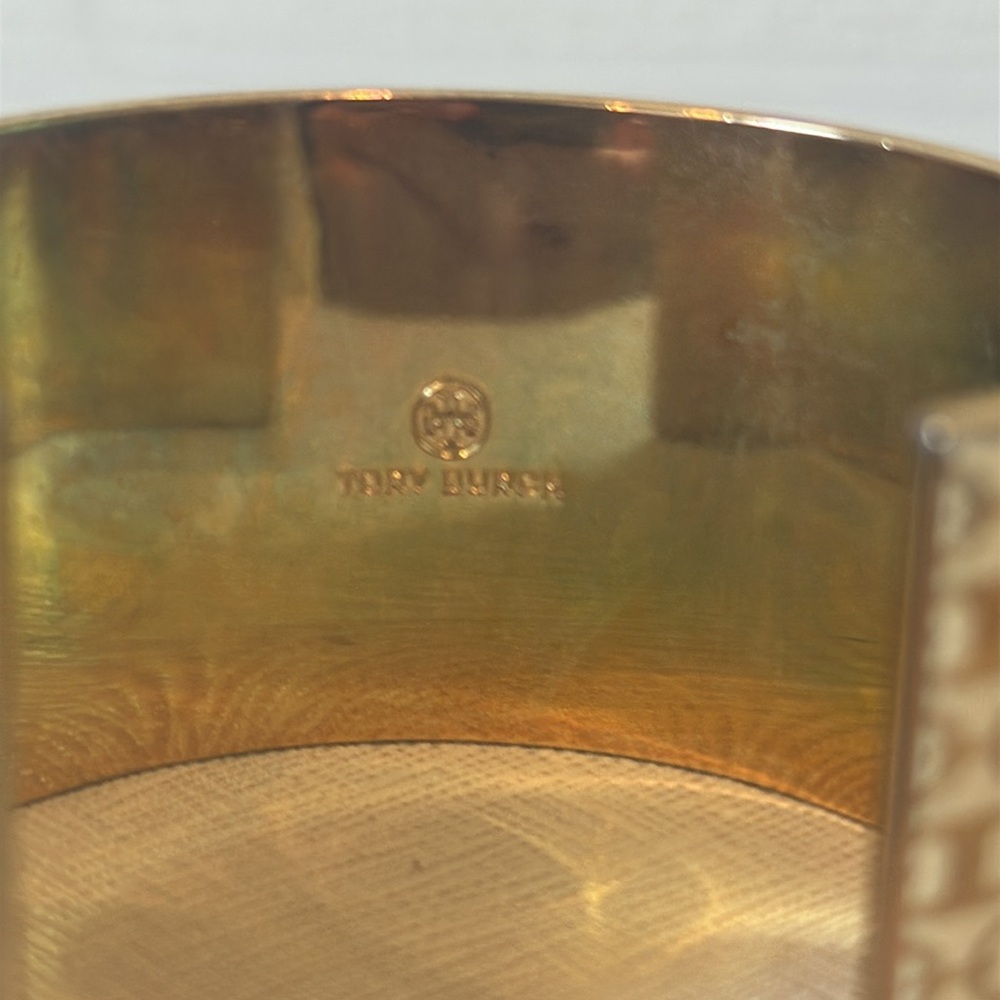 Tory Burch Gold Gemini Patterned Cuff Bracelet - Picture 3 of 5